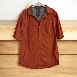 REI Co-op Mens‎ Button Down Short Sleeve Hiking Shirt Size M Burnt Orange